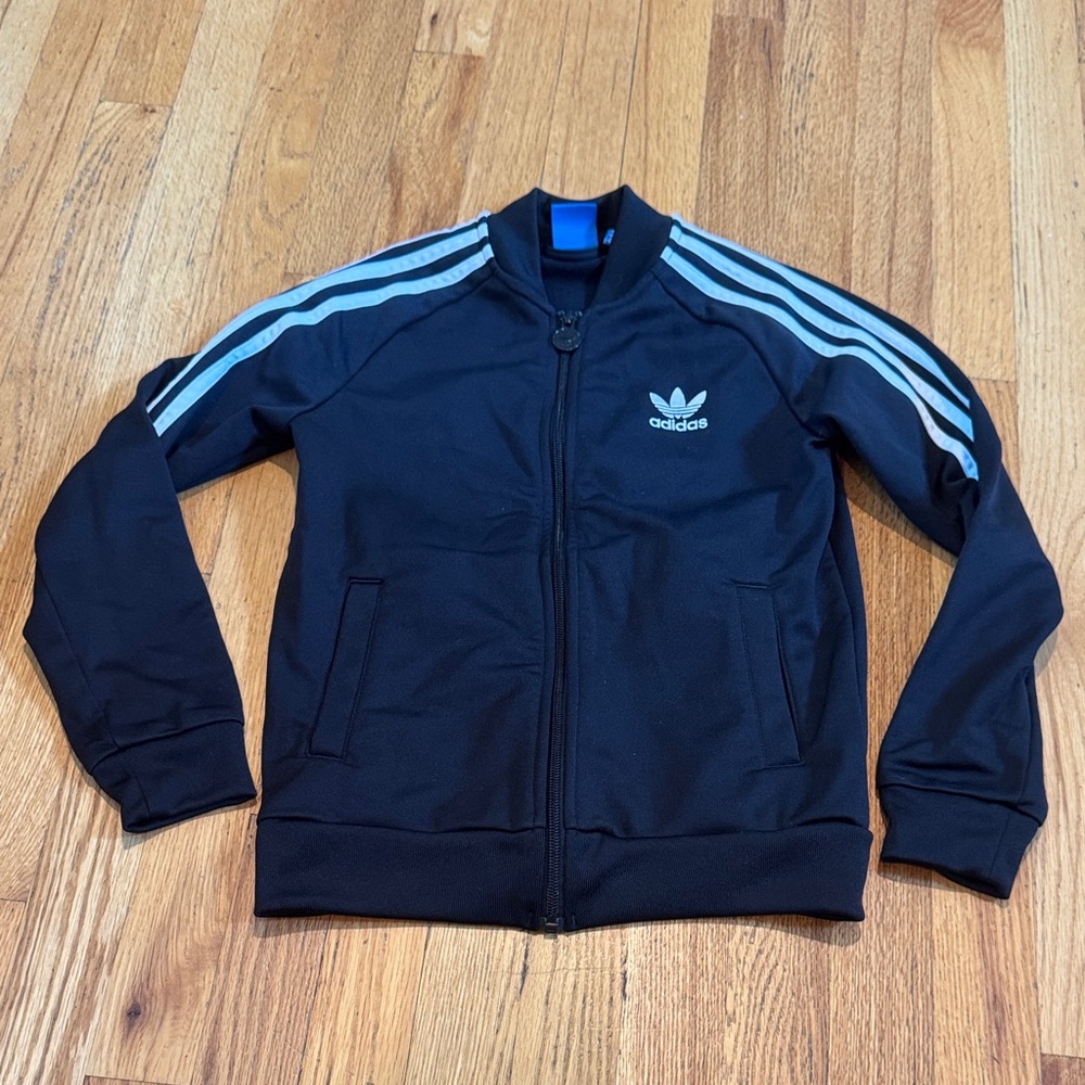 Adidas Kid’s Black Jacket with White Stripes Size Small